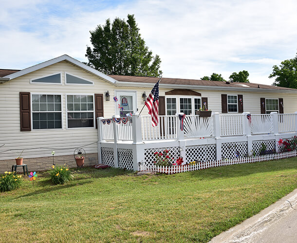 a manufactured home on a lot in a community